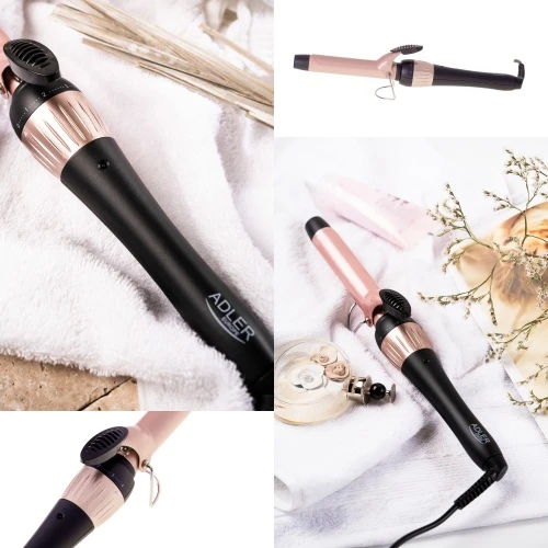 Adler | Curling Iron | AD 2117 | Ceramic heating system | Barrel diameter 25 mm | Temperature (max) 200 °C | 45 W | Juodas/Rožinė