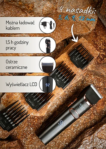 Adler | Plaukų kirpimo mašinėlė | 2832 m. AD | Belaidis arba laidinis | Ilgio žingsnių skaičius 4 | Juodas