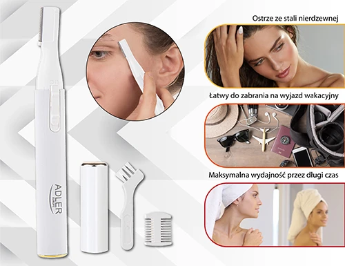 Adler | Antakių kirpimo priemonė | AD 2934w | Antakių kirpimo priemonė | Perlas Baltas