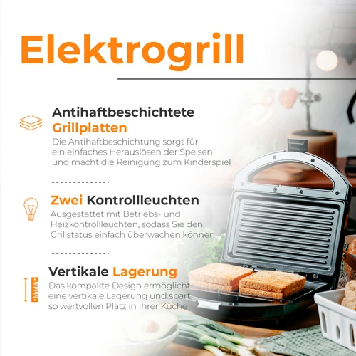 Adler Electric grill | AD 3068 | Electric Grilis | 750 W | Juodas