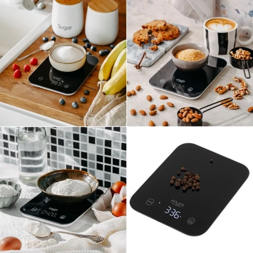 Virtuvinės svarstyklės Adler Kitchen Scale | AD 3181b | Graduation 1 g | Ekranas type LED | Juodas
