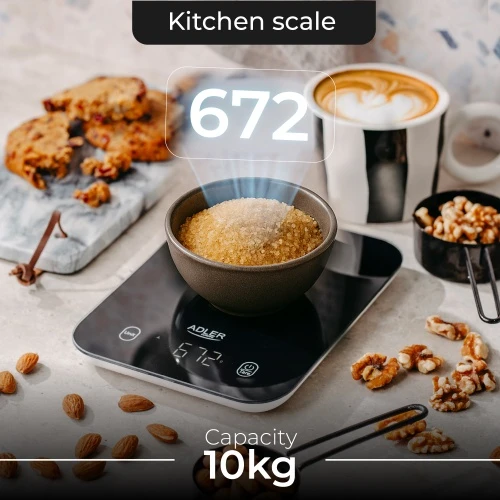 Virtuvinės svarstyklės Adler Kitchen Scale | AD 3181b | Graduation 1 g | Ekranas type LED | Juodas