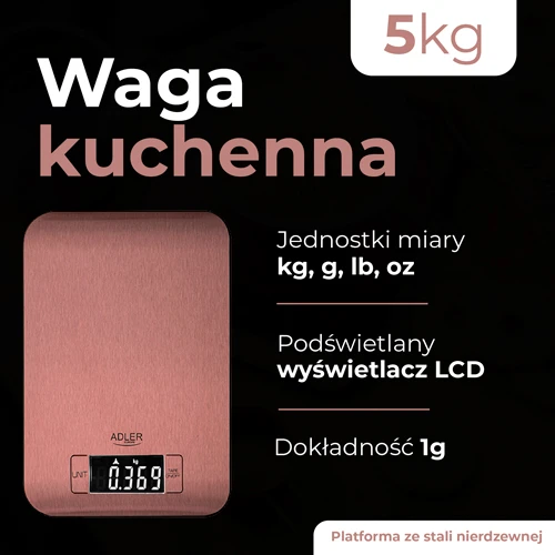Virtuvinės svarstyklės Adler virtuvės svarstyklės | AD 3183c | Graduacija 1 g | Varis