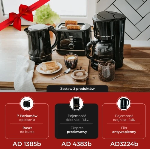 Kavamalė Adler AD 4383b Lašėjimo for ground kavos 1.5 L Juodas