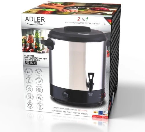 Adler AD 4538 Elektrinis pasterizavimo prikas 28 l | virimo aparatas | stiklainiams, sultims ir gėrimams | temperatūros reguliavimas 30–110 °C