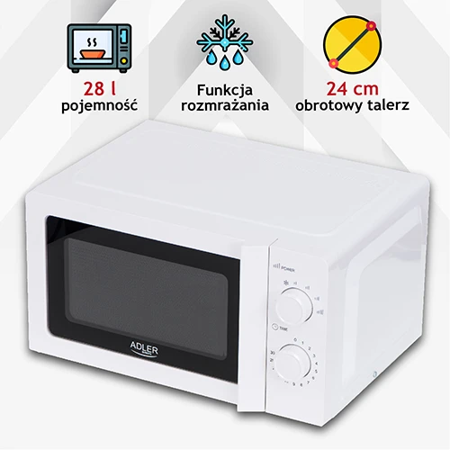 Adler | Mikrobangų krosnelė | AD 6205 | Laisvai stovintis | 700 W | Baltas