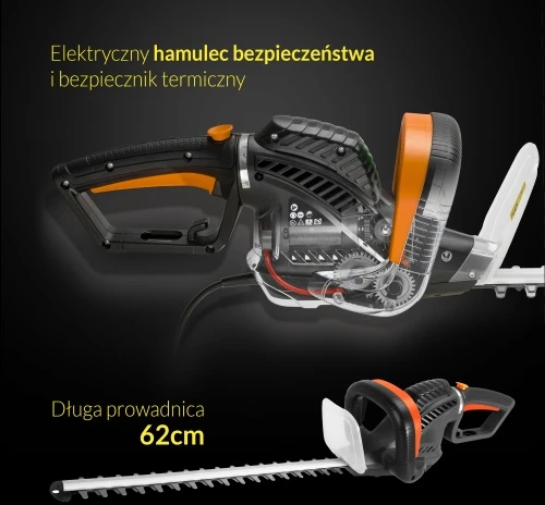 Adler AD 6814 elektrinės gyvatvorių žirklės | Ašmenų ilgis 61 cm | Lazeriu pjaustyti ašmenys | Komplektas su priedais