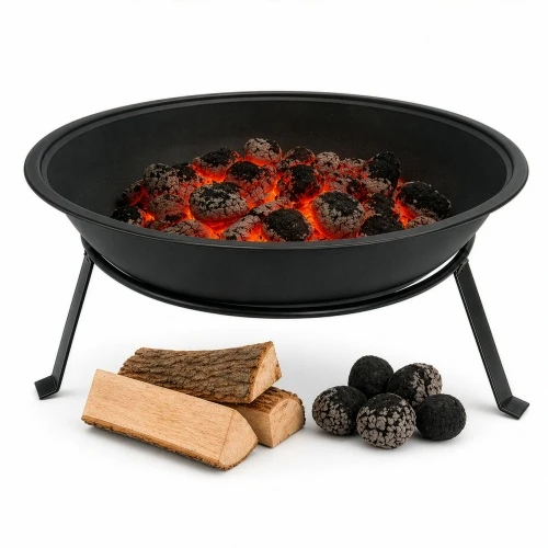 Adler AD 6818 Lauko židinys 55 cm su grotelėmis, plieno židinys malkoms ir briketams, atsparumas iki 500°C,