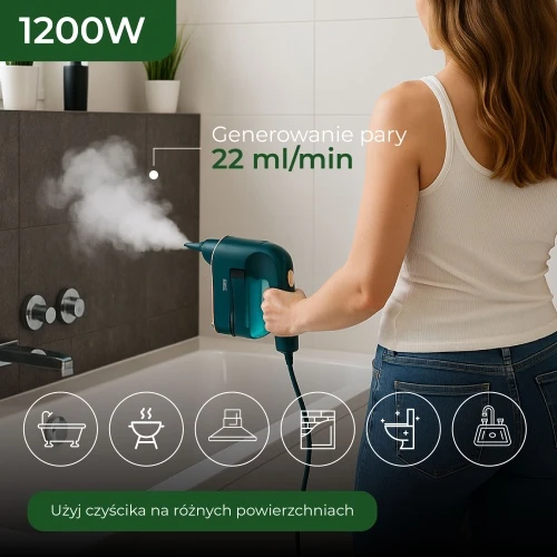 Adler | Garinis valytuvas | AD 7050 | Power 1200 W | Steam pressure 3.5 bar | Vanduo tank capacity 0.12 L | Žalias/Mėlyna