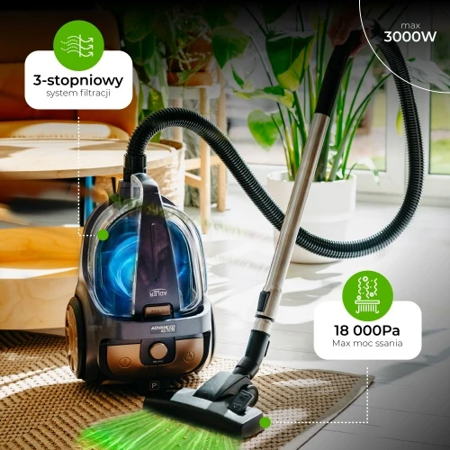 „Adler Cyclone“ dulkių siurblys | AD 7076 | Be maišelio | Galia 3000 W | Dulkių talpa 3,5 l | Violetinis