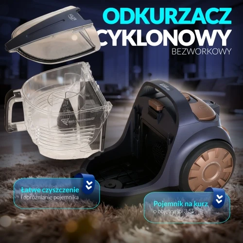 „Adler Cyclone“ dulkių siurblys | AD 7076 | Be maišelio | Galia 3000 W | Dulkių talpa 3,5 l | Violetinis