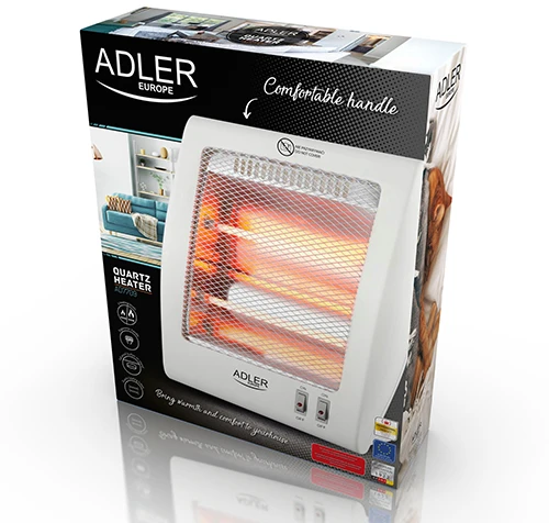 Adler | Šildytuvas | AD 7709 | Halogeninis šildytuvas | 800 W | Galios lygių skaičius 2 | Baltas