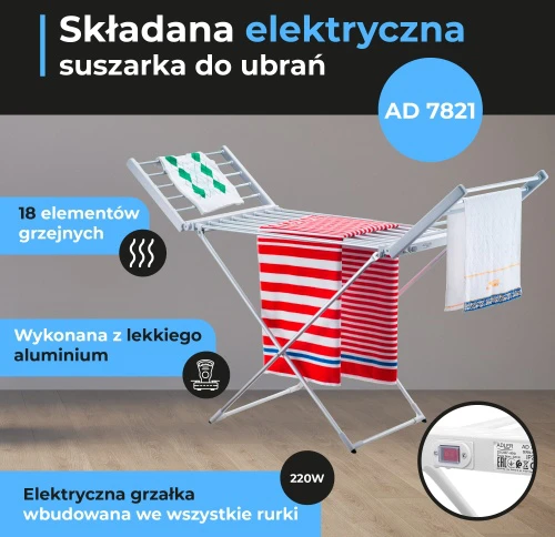 Adler AD 7821 sulankstoma elektrinė drabužių džiovyklė