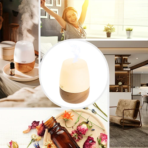 Drėkintuvas Adler | Ultragarsinis aromatų difuzorius | AD 7967 | Ultragarsinis | Tinka kambariams iki 25 m² | Brownas/Baltas