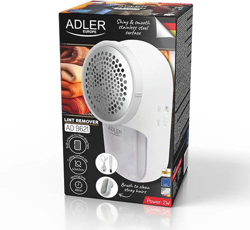 Adler | Pūkelių valiklis | AD 9621 | Baltas | Įkraunama baterija | 2 W