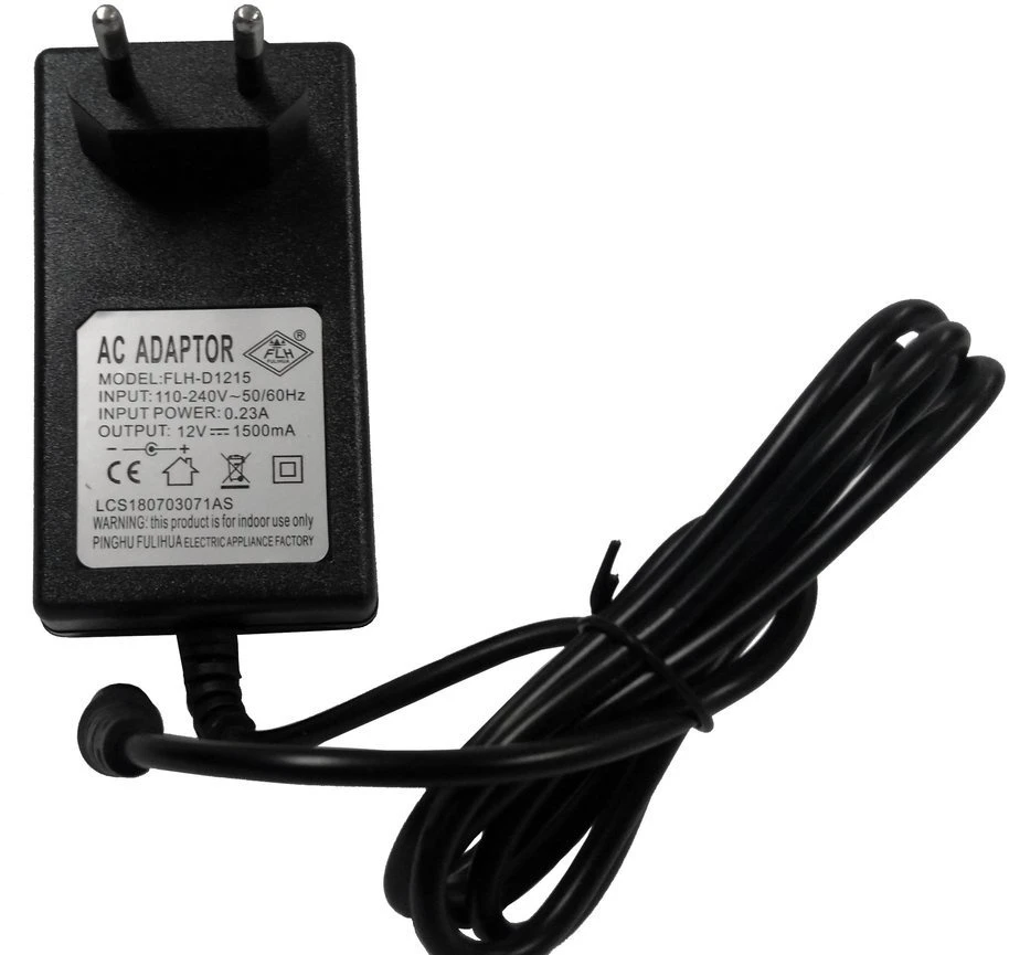 12V 1500mA maitinimo adapteris su technine etikete