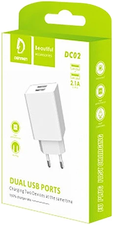 Ładowarka Dvigubas USB 2100 mA sieninis įkroviklis