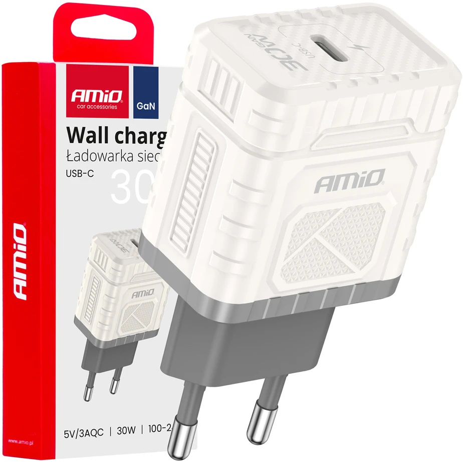Sieninis įkroviklis Quick Charge GaN PD 30W USB-C AMIO-04285