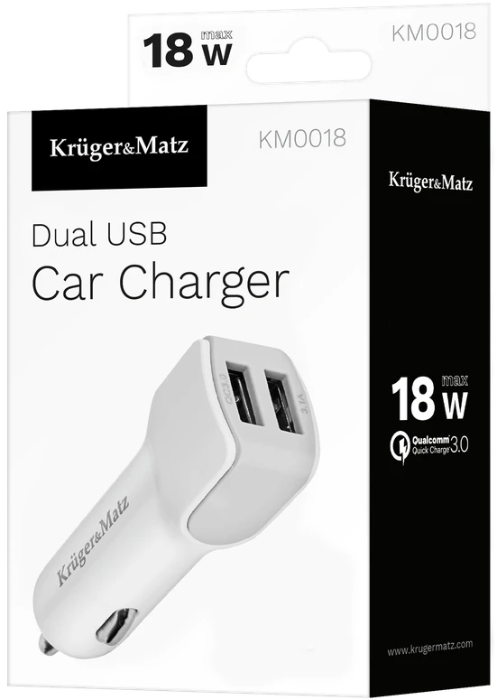Kruger & Matz 2xUSB 2400 mA automobilinis įkroviklis