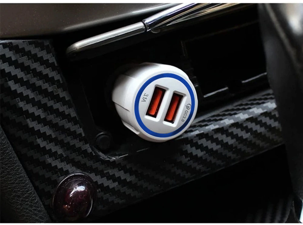Įkroviklis „Maclean“ automobilinis įkroviklis, „Qualcomm“ greitasis įkrovimas, QC 3.0 - 5V/3A, 9V/1.8A, 12V/1.6A, 5V/3.1A lizdas, baltas, MCE478 W