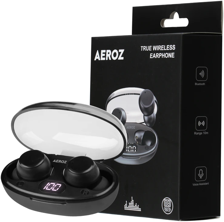 AEROZ - TWS-1010 Juodas - Tikrai belaidės ausinės