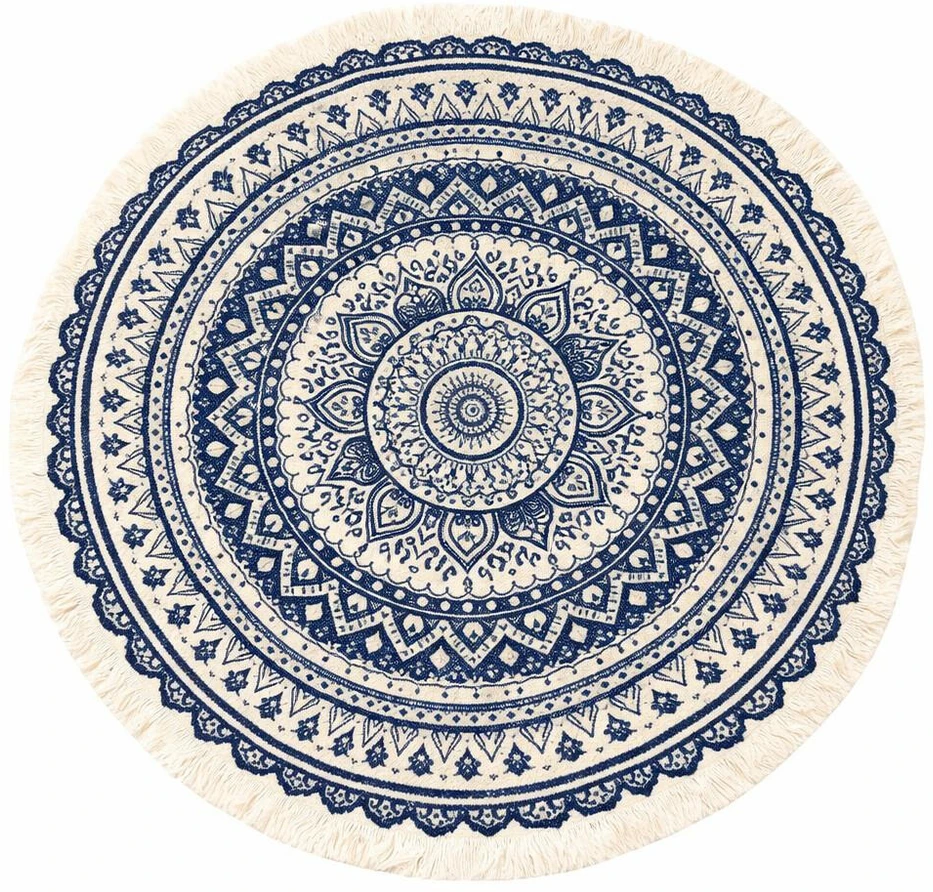 Ag491F Apvalus boho stiliaus kilimas su kutais 90x90cm