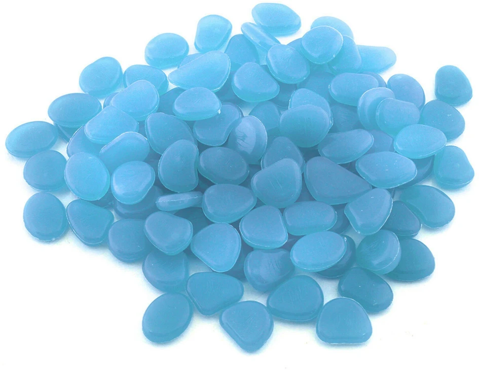 Apte Šviečiantys akmenėliai, 100 vnt., mėlyni, 2-3 cm