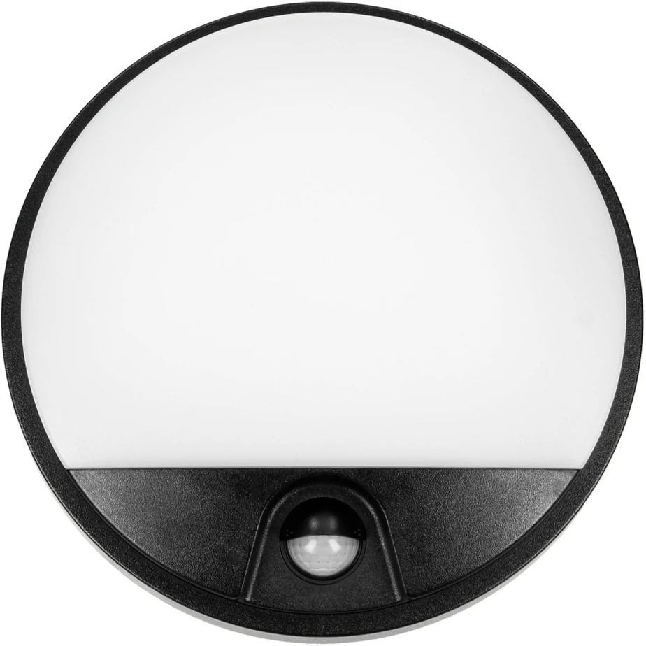 Sieninis šviestuvas Orno AGAT LED 10W, sodo šviestuvas su judesio jutikliu, 140°, 800lm, IP54, 4000K, juodas