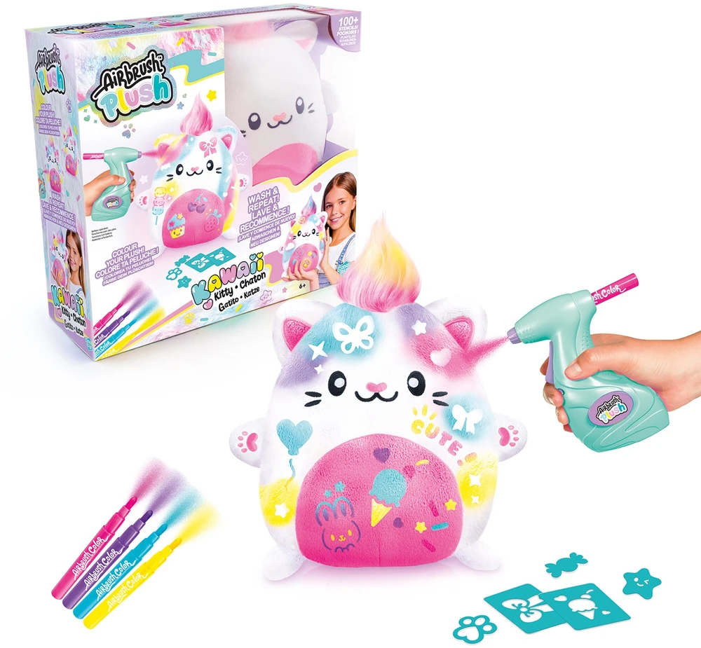 AIRBRUSH PLUSH Rinkinys su aerografu „Kawaii Kitty", 25 cm