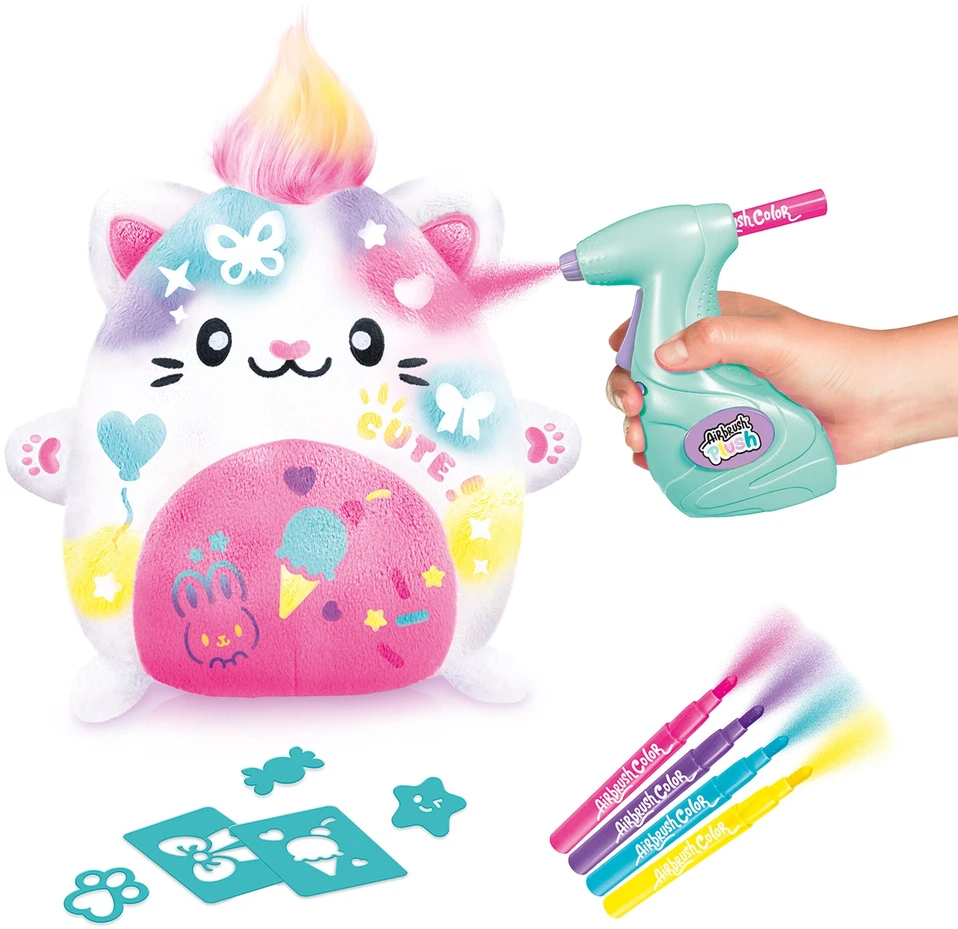 AIRBRUSH PLUSH Rinkinys su aerografu „Kawaii Kitty", 25 cm