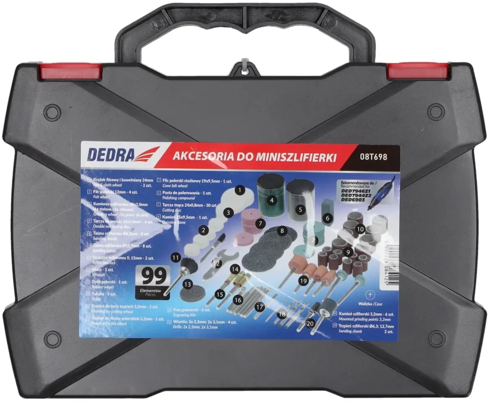 Dedra Mini lifuoklio aksesuarai rinkinys 99 vnt