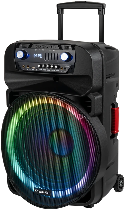 Kruger & Matz Aktyvus garsiakalbis (su 2 belaidžiais mikrofonais UHF, SD, Bluetooth, FM, USB, LED) 60 vatų