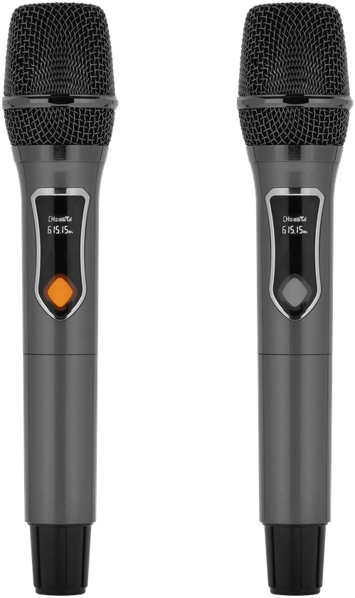 Kruger & Matz Aktyvus garsiakalbis (su 2 belaidžiais mikrofonais UHF, SD, Bluetooth, FM, USB, LED) 60 vatų