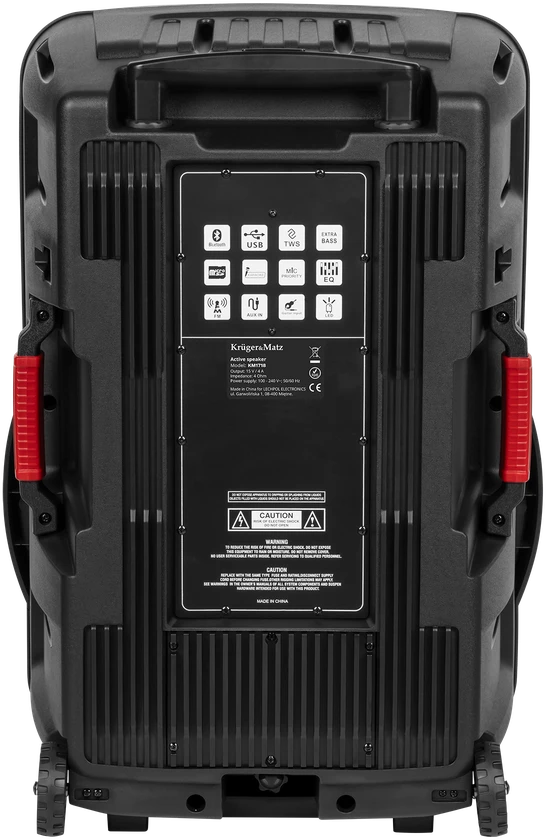 Kruger & Matz Aktyvus garsiakalbis (su 2 belaidžiais mikrofonais UHF, SD, Bluetooth, FM, USB, LED) 60 vatų