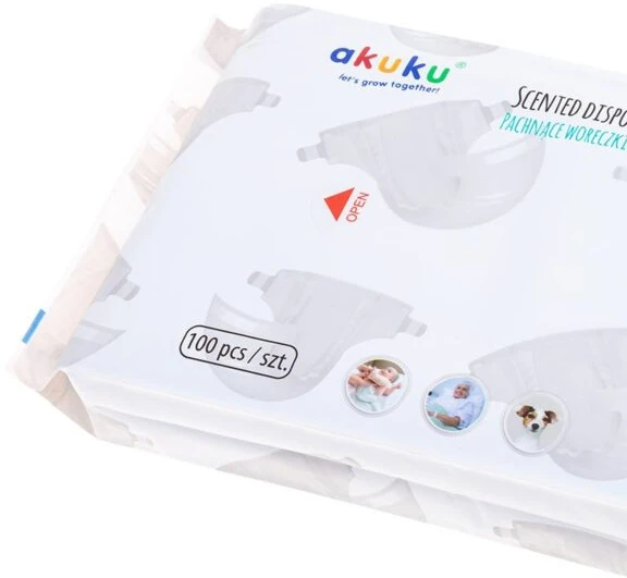 AKUKU kvepiantys panaudotų vystyklų maišeliai, 100 vnt., A0002
