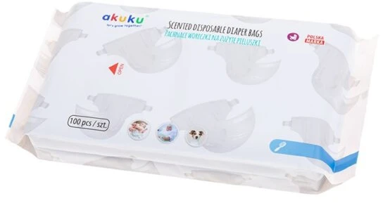AKUKU kvepiantys panaudotų vystyklų maišeliai, 100 vnt., A0002