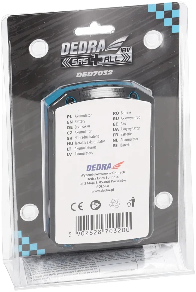 Dedra akumuliatorius 2,0Ah 18V Li-Ion SAS+ALL