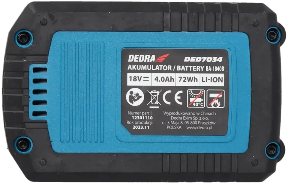 Akumuliatorius Dedra DED7034 SAS+ALL Lithium-ion, 18V, 4Ah