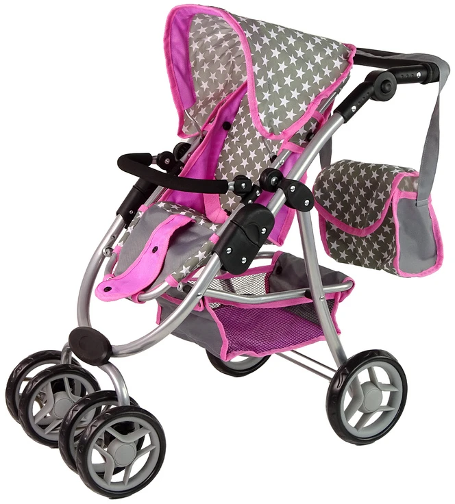 Alice Žaislinis lėlių vežimėlis Lean Toys 2in1, pilkas