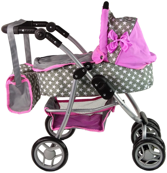 Alice Žaislinis lėlių vežimėlis Lean Toys 2in1, pilkas