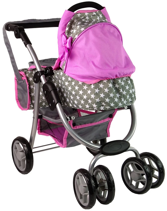 Alice Žaislinis lėlių vežimėlis Lean Toys 2in1, pilkas