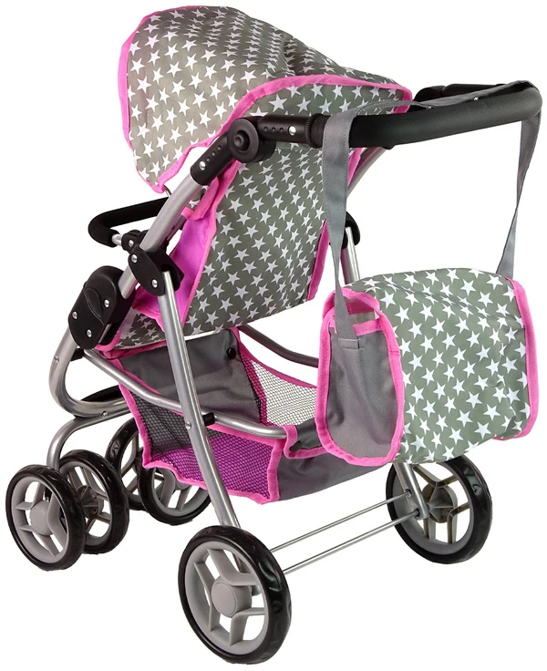 Alice Žaislinis lėlių vežimėlis Lean Toys 2in1, pilkas