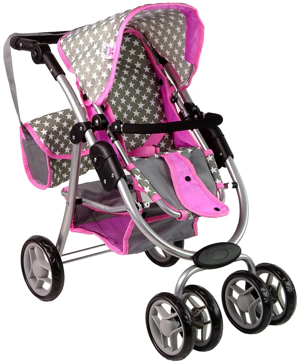Alice Žaislinis lėlių vežimėlis Lean Toys 2in1, pilkas