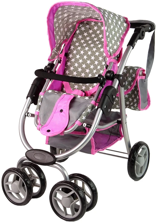 Alice Žaislinis lėlių vežimėlis Lean Toys 2in1, pilkas
