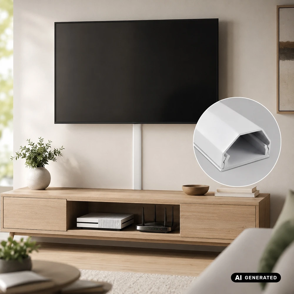 Aliumininė maskuojamoji juosta Maclean kabliams, 33x18x750mm, balta, MCTV-897 W