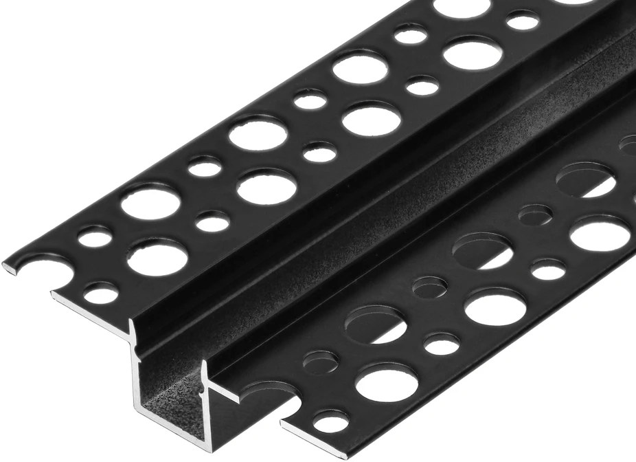 Orno Aliuminio profilis LED juostoms, 2000 x 55 x 13 mm, įleidžiamas į gipso kartoną, juodas