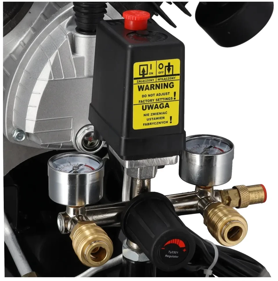 Oro kompresorius 23kW 8 bar 2 cil 412lmin resiverio tal 100L 2 slegio manometr 2 greito jungimo movai