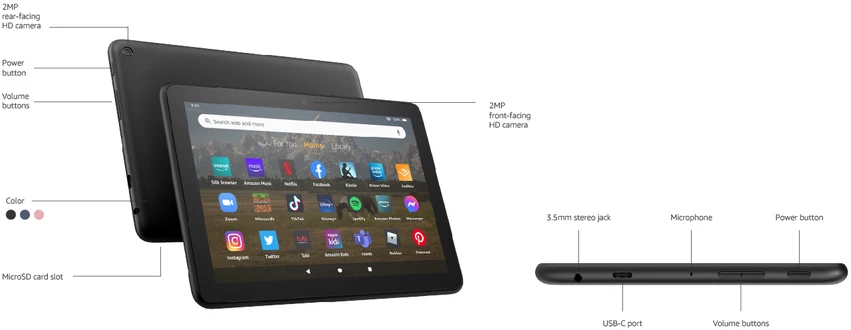 „Amazon“ – „Fire HD 8“ planšetinis kompiuteris (2022 m.) su 8 colių HD ekranu ir 64 GB atmintimi – juodas