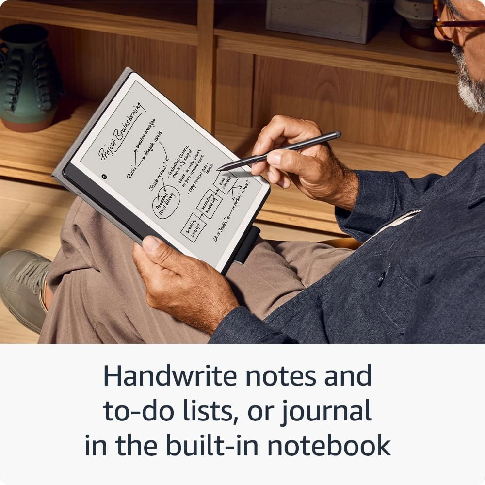 Amazon Naujasis „Kindle Scribe“ el. knygų skaitytuvas – 2024 m. išleidimas, 10,2 colio ekranas su akinimo efektu, 32 GB „Wi-Fi“ (be užrakinimo ekrano reklamų) ir aukščiausios kokybės volframo rašikliu.