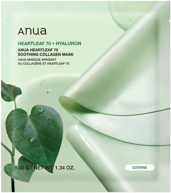 Veido kaukė Anua Heartleaf 70+Hyaluron Soothing Collagen Mask 38 g